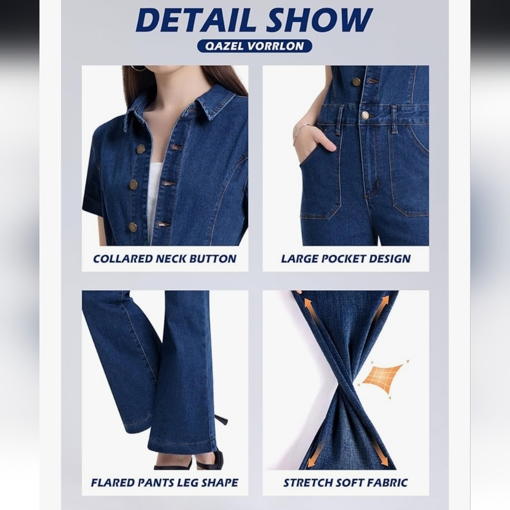 Women's  Denim Jumpsuit - Picture 5 of 16